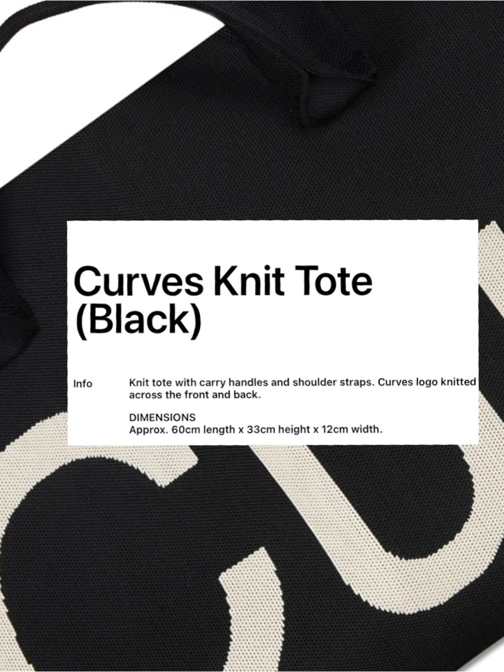 Curves Tote by Sean Brown - Black